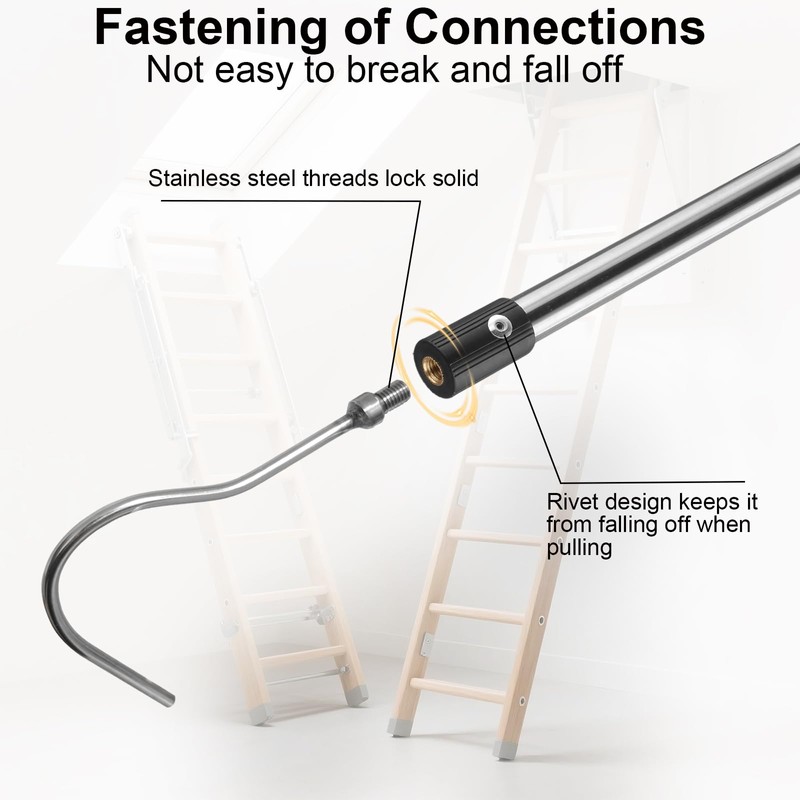 Attic Ladder Hook Pole, 38" to 64" Attic Ladder Pull
