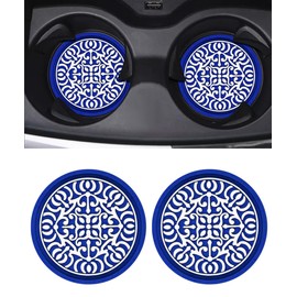Flaconi Pack of 4 Cup Holders Car, Car Accessories, Car Drink Holder Insert, Car Interior Decoration, Car Drink Holder Coaster, Universal Non-Slip Car Coasters (Blue)