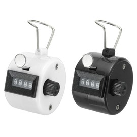 PATIKIL Clicker Counter, 2 Pcs 4 Digit Mechanical Handheld Tally Click Pitch Counter for Coaching Knitting, Golf, Lap, Fishing, Black-White