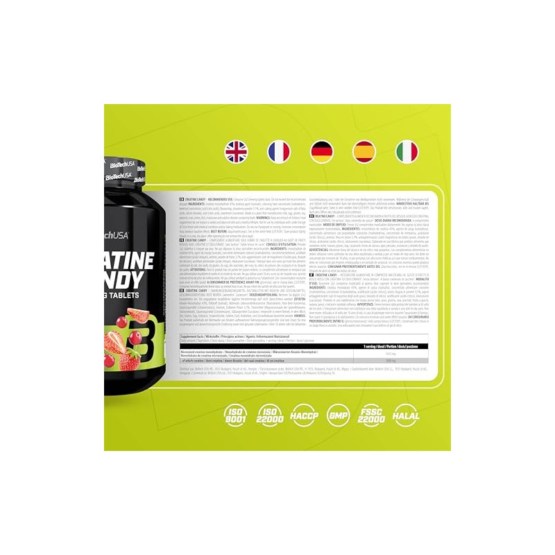 BioTechUSA Creatine Candy | Fruity Chewable Tablets with 3g Micronized