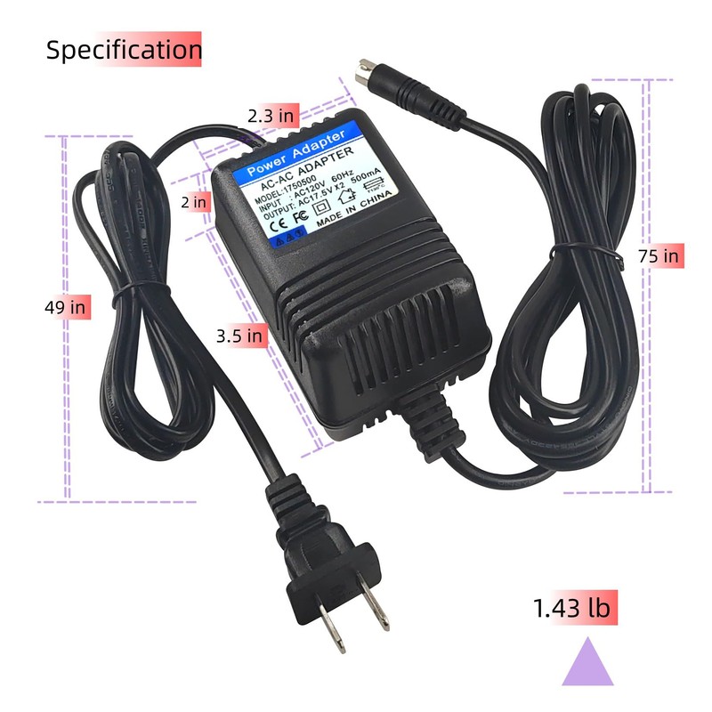 17.5vx2 Ac Power Adapter for Behringer Mxul5 Eurorack Mixer (FX