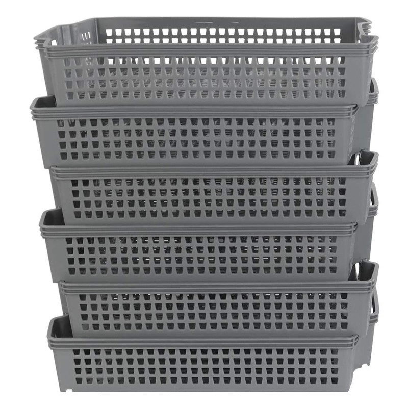 Ggbin Plastic Basket for Organizing, Grey Basket Trays, Set of