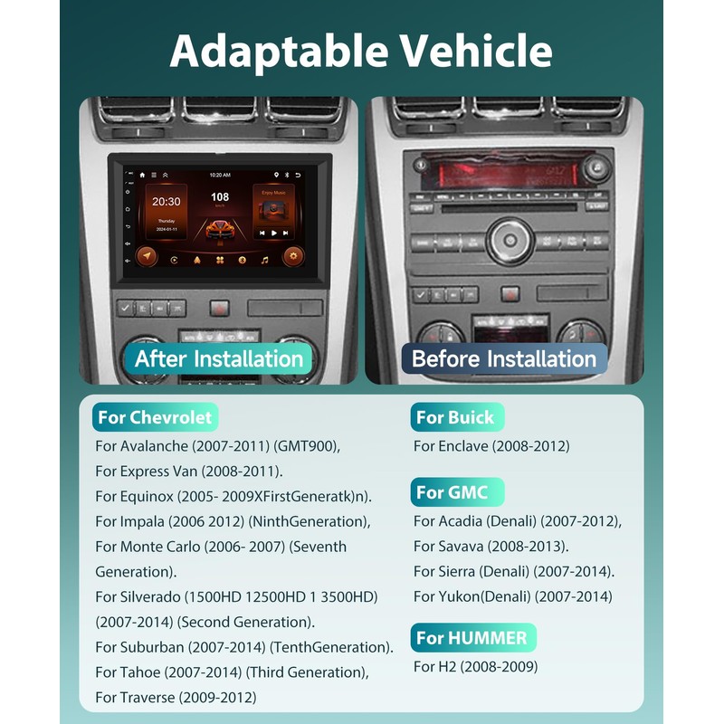 Android Car Stereo for Chevy Silverado GMC Sierra Yukon 2007-2013