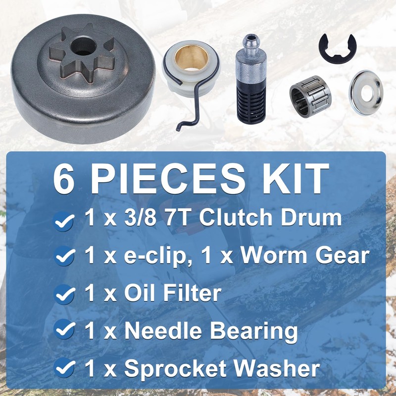 AUMEL 3/8" Cluch Drum Sprocket Bearing Washer Clip 6pcs Kit