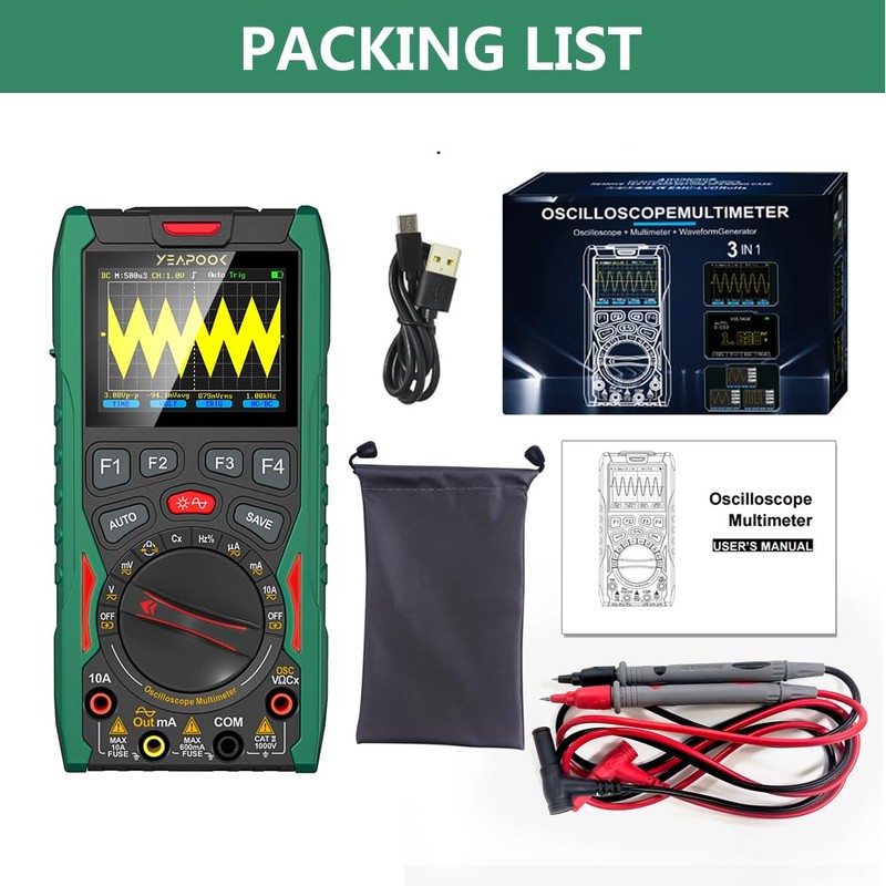 YEAPOOK 3 in 1 Handheld Digital Oscilloscope Multimeter Portable Oscilloscopes,