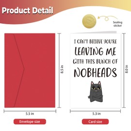 Heollaok Funny Coworker Leaving Gifts for Women Men, Goodbye Card, Going Away Gifts, I Can't Believe You're Leaving Me With This Bunch of Nobheads
