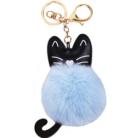 White Fang AZ095 Women's Key Ring, Charm, Keychain, Cat, Animal, Animal, blue