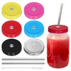 SusuBee 6 Pack Metal Drinking Lid with Straw Hole and