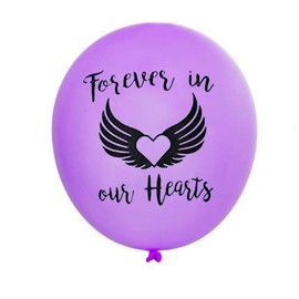 25 Memorial balloons to Celebrate life, Bereavement, Condolences, Funeral, Anniversary, Memorial services, Memory table, Ash Scatterings (Purple-Hearts)