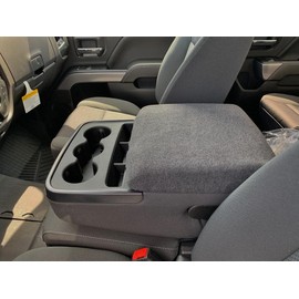 Auto Console Covers- Fits The Chevy Silverado 2020-2025 Custom Trail Boss 1500, 2500, and 3500 (40/20/40 Seats) Center Console Armrest Cover Fleece Fabric- Dark Gray