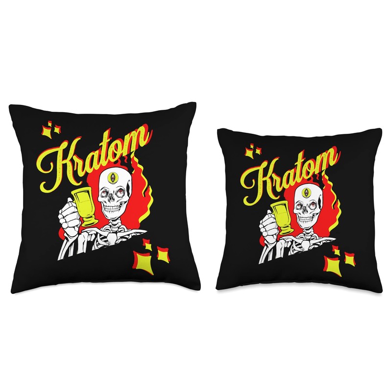 Kratom Tea Lovers Skull With 3rd Eye Open! Throw Pillow