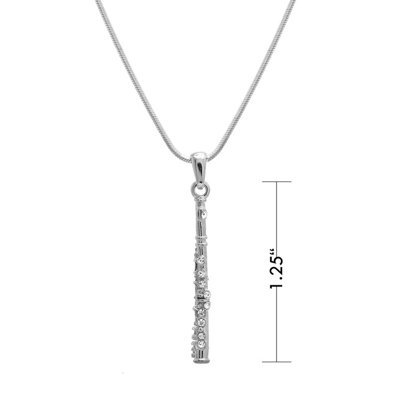 chelseachicNYC Crystal Flute Musical Instrument Necklace Silver