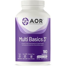 AOR Multi Basics 3 309mg, 180 Caps, 60-Day Supply - Comprehensive Multivitamin for Men & Women, Gluten-Free, Easy-to-Swallow, No Aftertaste, Daily Essential Vitamins & Minerals Supplement for Adults