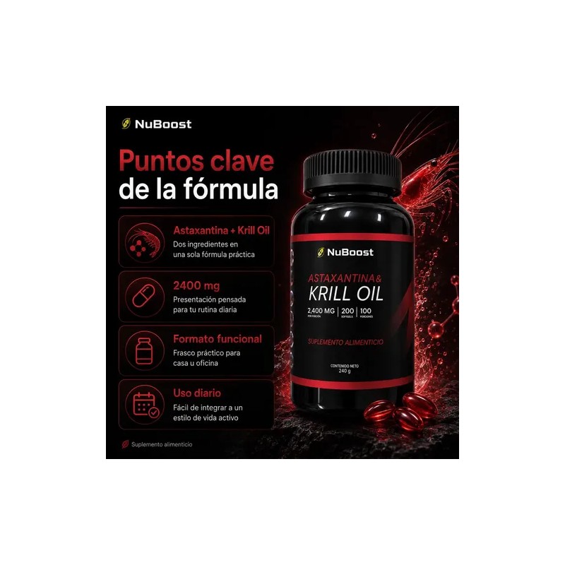 Astaxantina Cápsulas Con Krill Oil 2400 Mg 200 Piezas