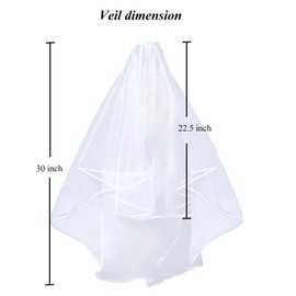 DEEDOCHY Wedding Veil,Bridal Veil,Veils for Women Wedding,2 Tiers White Bridal Veils with Comb,Tulle Veils for Brides