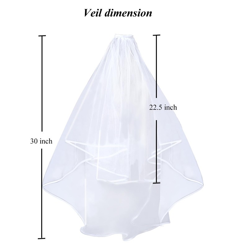 DEEDOCHY Wedding Veil,Bridal Veil,Veils for Women Wedding,2 Tiers White Bridal