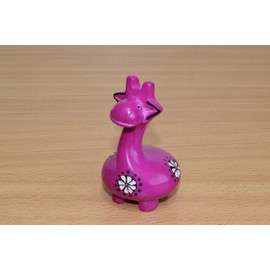 Soapstone African Giraffe - Figurine Sculpture - Handmade in Kenya, 4 Inches Height, Magenta, SS28