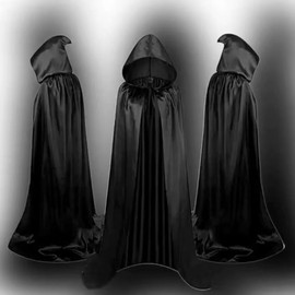 Capa Negra con Capucha, Largo Disfraz Vampiro, Halloween para Cosplay, Capa Halloween Unisex para Cosplay de Bruja Vampiro Mago, Disfraz Halloween Niño Adulto para Carnaval Fiesta Disfraces