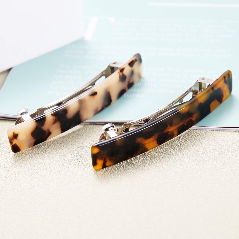 Eyegla 2PCS French Design Hair Barrette Tortoise Shell Celluloid Rectangle
