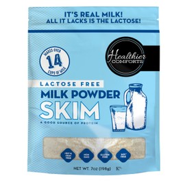 Healthier Comforts Lactose Free Skim Milk Powder | High Protein, Fat Free, Non-GMO, rBST Hormone Free, Kosher, Gluten Free, No Fillers | Baking, Coffee Creamer, Shakes| Makes 14 cups (7 oz) (7 oz)