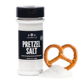 The Spice Lab Coarse Pretzel Salt – Gluten Free, Kosher Crunchy Salt Crystals – Non-Melting for Baking – Perfect for Homemade Soft Pretzels, Bagels, Artisan Bread & Gourmet Toppings (8 onz)