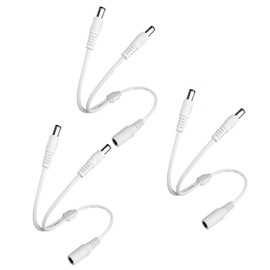 SIOCEN 3 Pack DC Power 1 Female to 2 Male 5.5mm x 2.1mm DC Power Supply Splitter Cable Cord, Y Splitter Adapter Wire,2 Way Y-Cable for Security CCTV Parking Camera, LED Strip Light