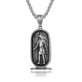 ZKXXJ Egyptian Anubis Pendant Necklace for Men,Stainless Steel Egyptian God Anubis Egypt Necklace Protection Jewelry Gift for Husband,Dad,Boyfriend,Son,Friends