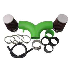 High Performance Parts Green Pipe Short Ram Air Intake Kit & Red Filter Combo Compatible for Dodge 03-08 Ram Hemi 5.7L V8 Dual / 04-07 Durango Hemi 5.7L V8 Dual (with 2 Filters)