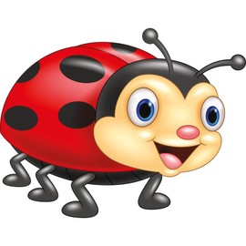 kleberio® Wall Picture Ladybird Picture Animal Decoration Children's Room Bedroom Kitchen Living Room Large Small Beautiful Boy Girl Weatherproof Modern for Children Set XXL 25 x 21 cm