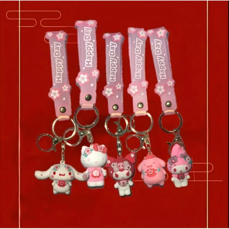 sanrio sakura keychain cherry blossom - Kuromi