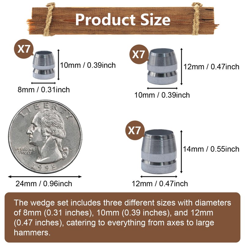 21 PCS Round Axe Handle Wedge Safety Metal Wedge Hammer