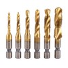 Teocpai 6-Piece HSS Tap Set Titanium Combination Drill Bit with