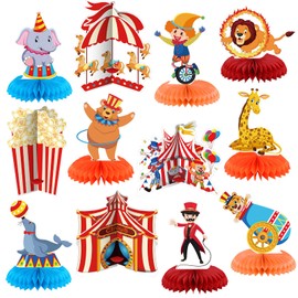 Weekgrat 12 Pcs Carnival Party Decorations Circus Theme Party Decorations Carnival Circus Honeycomb table Centerpieces for Home Office Birthday Honeycomb Supplies Decor