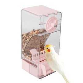 HardcorePet Bird Cage Accessory Hanging Feeder, No Mess Bird Cage Pet Feeder Budgerigars Feeder, Suitable for Long-tailed Parakeets, Canaries, Black Parrots, Parrots, Passerine Birds (Pink)