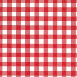 PAPSTAR Napkins Vichy Chequered, 330 x 330 mm, Printed, 14 Fold, 3-Ply, Tissue, Red/White Chequered, 1 Piece (87102)