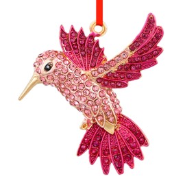 PETCEE Pink Hummingbird Christmas Ornament - Metal Bird Ornaments for Christmas Tree Decor Hummingbird Keepsake Gifts for Women Friend Mother Wife Co Worker Daughter