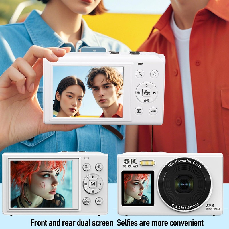 5K Digital Camera for Photography, 80MP WiFi Vlogging Camera with