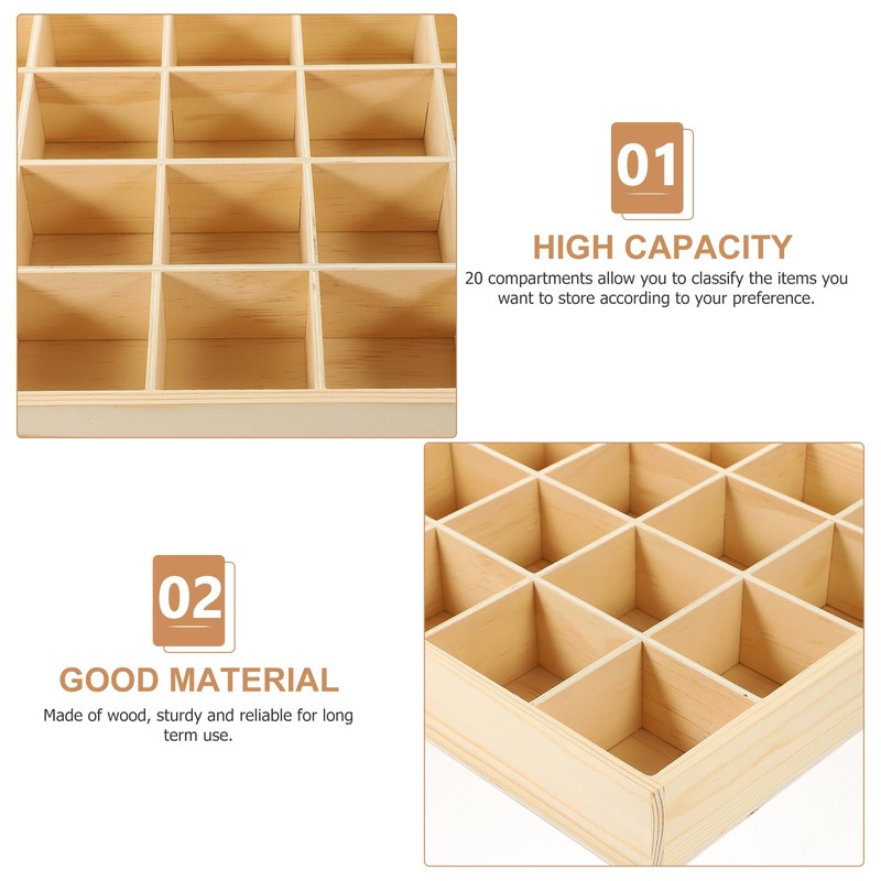 FOMIYES Closet Drawer Divider Wooden Storage Organizer with 20 Compartment