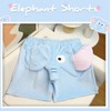 Unisex Cartoon Elephant Shorts Cute Animal Pants Big Nose and