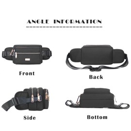 Banbituy Extra Large Fashion Fanny Pack for Men Women, Waist Bag for Waterproof Hiking Running Biking Gym Outdoor Sports Travel Belt Bag (Black)