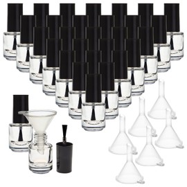 Mini botellas vacías de esmalte de uñas de 5 ml con tapa de cepillo, recipientes de vidrio recargables con 6 embudos de plástico para arte de uñas, muestras (paquete de 30)
