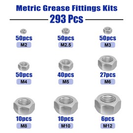 511 PCS SAE and Metric Stainless Steel Hex Nut Assortment Kit,2#56 4#40 6#32 8#32 10#24 10#32 12#24 1/4-20 5/16-18 3/8-16 7/16-14 1/2-13 M2 M2.5 M3 M4 M5 M6 M8 M10 M12(SAE&Metric)