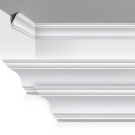 Marsui 4 Pcs Ceiling Crown Molding Trim 4-1/2 Inch Face x 94.5 in Long Total Decorative Ceiling Crown Moulding Trim Installed with Glue (Not Included) Luxe Style Decor(Simple Style)