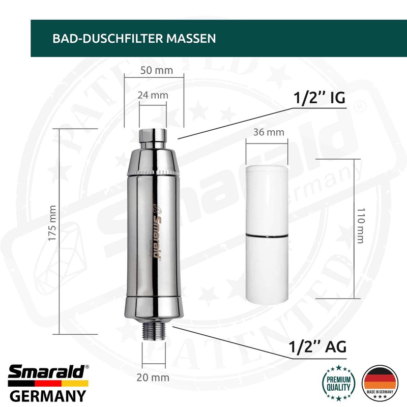 Anti-Kalk Duschfilter von Smarald® für Dusche und Bad