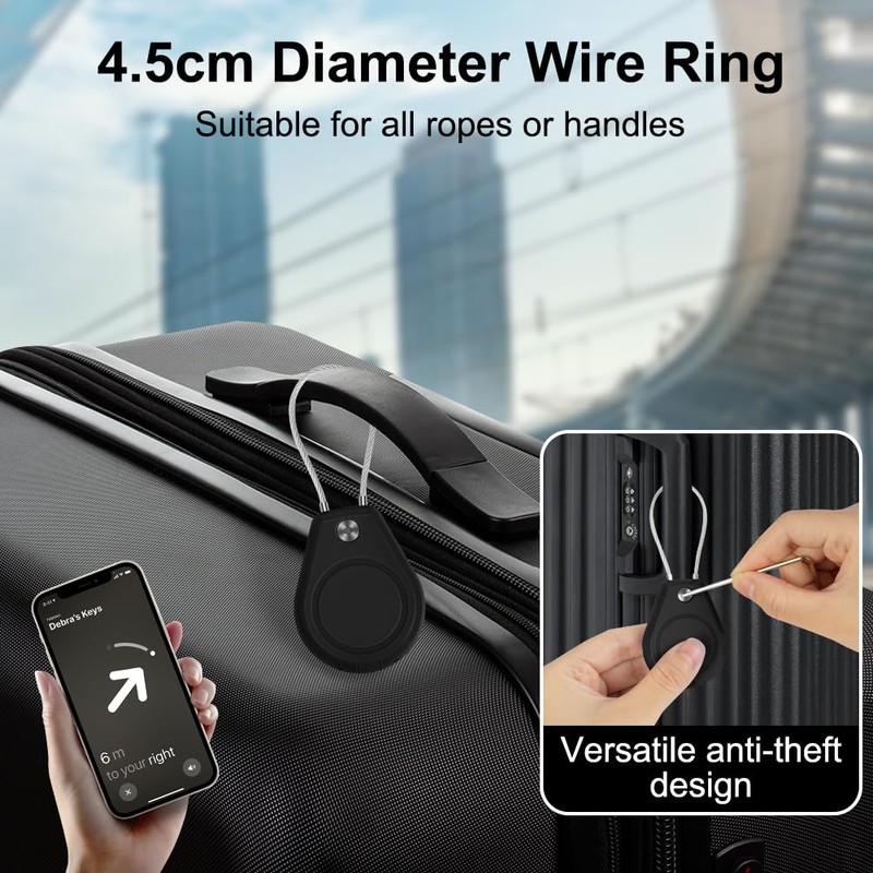 AXFEE 2PC Airtag Case with Wire Rope, Security Lock Steel