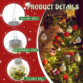 LATERN Pack of 30 Christmas Baubles, 6 cm Transparent and Golden Christmas Bauble Ornaments, Shatterproof Hanging Christmas Baubles for Christmas Tree, Holidays, Home, Christmas Party Decoration (5