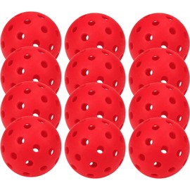 12 Pack Pickleball Balls, 40 Holes Outdoor Pickleballs, High Elasticity & Durable Pickle Balls for All Style Pickleball Paddles (Red)