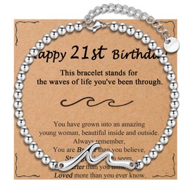 OAVOOK 21st Birthday Gifts for Her Wave Bracelet for Women 21 Years Old Gifts for Daughter, Granddaughter, Niece, Friends, Sister