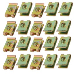 uxcell 20pcs Spring Steel Speed Fastener Extruded U Nut Brass Tone for M5 Screw