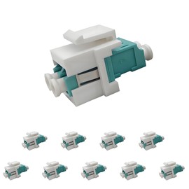 JOVXIAZ 10-Pack LC to LC Duplex Fiber Optic Coupler – Keystone Jack Adapter for Wall Plates and Surface Mount Boxes, Multimode OM3/OM4 Compatible, with Dust Caps